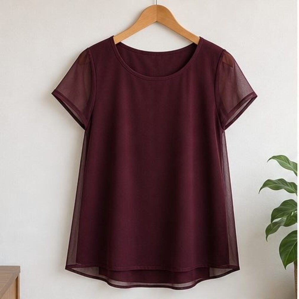 Burgundy V Neck Top